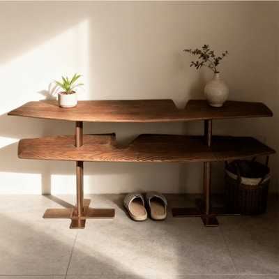 Modern simple solid wood console table.