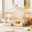Lit plateforme simple en bois massif au fini naturel avec deux tiroirs de rangement pour les chambres d'enfants résidentielles