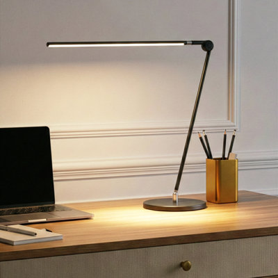 Brightech Libra 39 In. Dimmable Led Industrial Desk Lamp With Usb-c Port And Adjustable Lamp Head In Black
