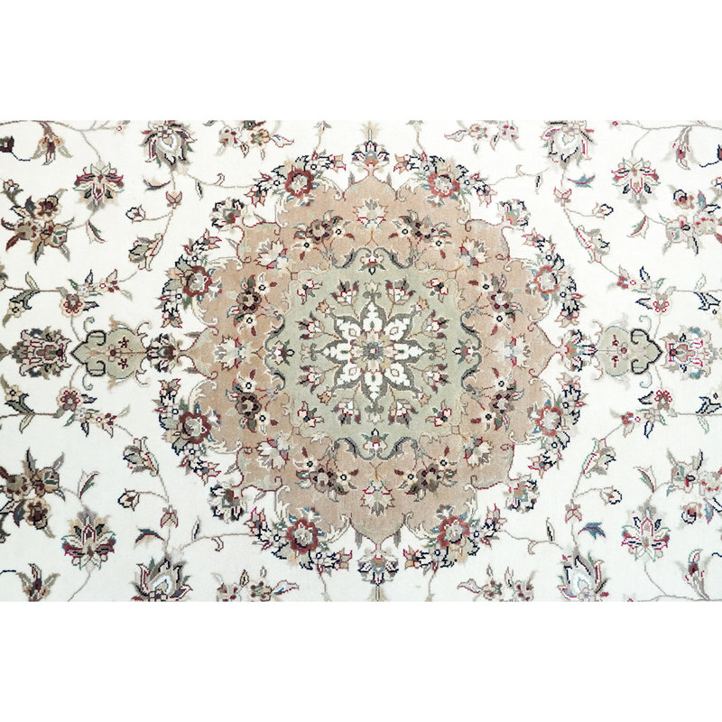 Tapis oriental ivoire / beige / brun noué à la main Oriental, Rectangle 6 pi x 9 pi