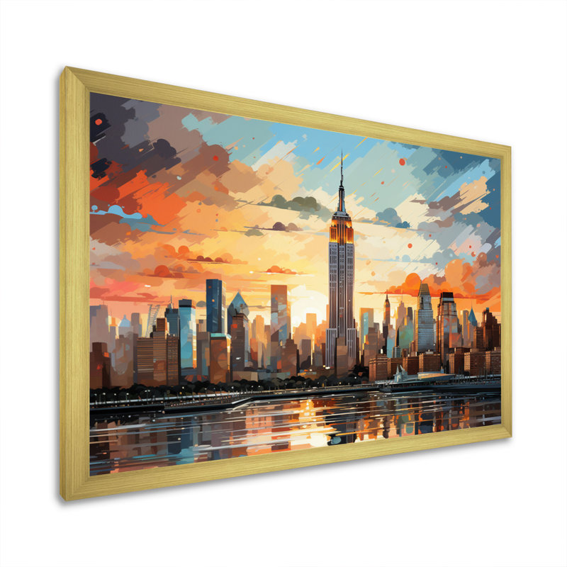 Pop New York I sur impression sur toile, H 34 po x l 44 po x P 1,5 po, Encadrement doré
