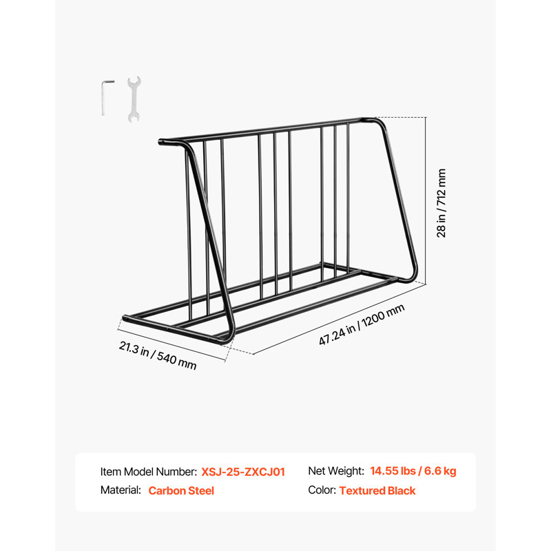 Support à vélos de plancher pour support à vélos de 3 pouces de largeur avec support à vélos d'une capacité de 6 vélos