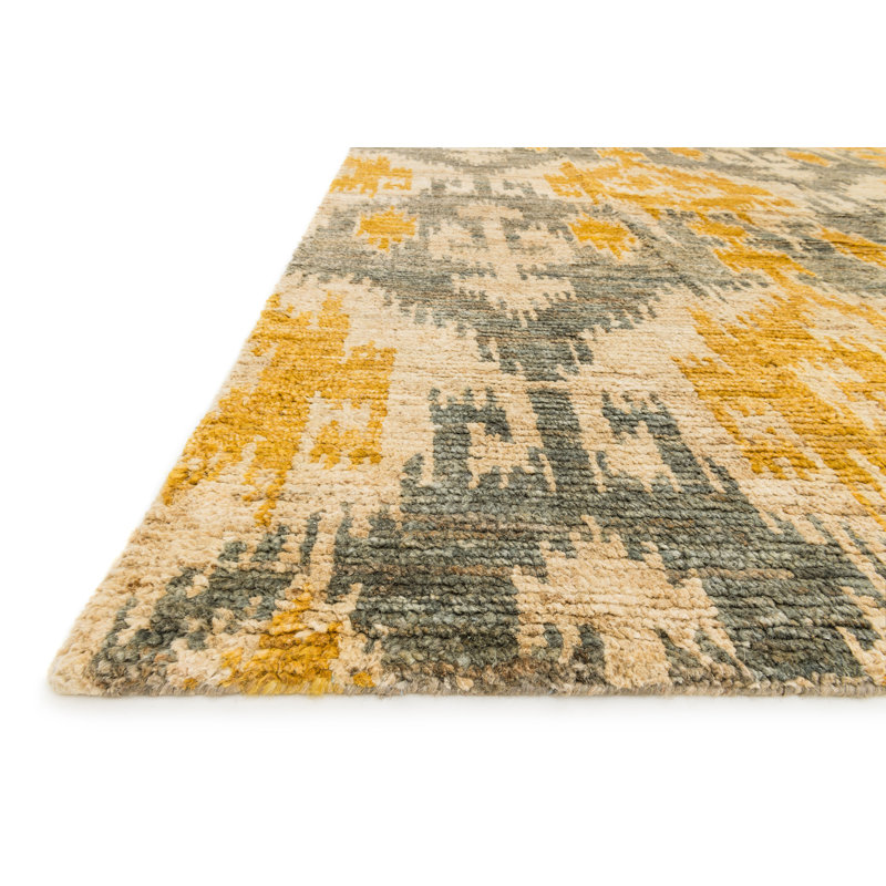 Lonny Hand-Knotted Jute/Sisal Gray/Yellow Area Rug, Rectangle 8'6" x 11'6"
