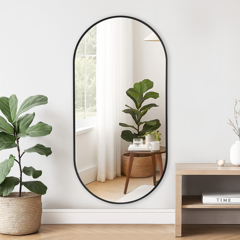 Metal Framed Oval Wall Mirror, 60" x 30"