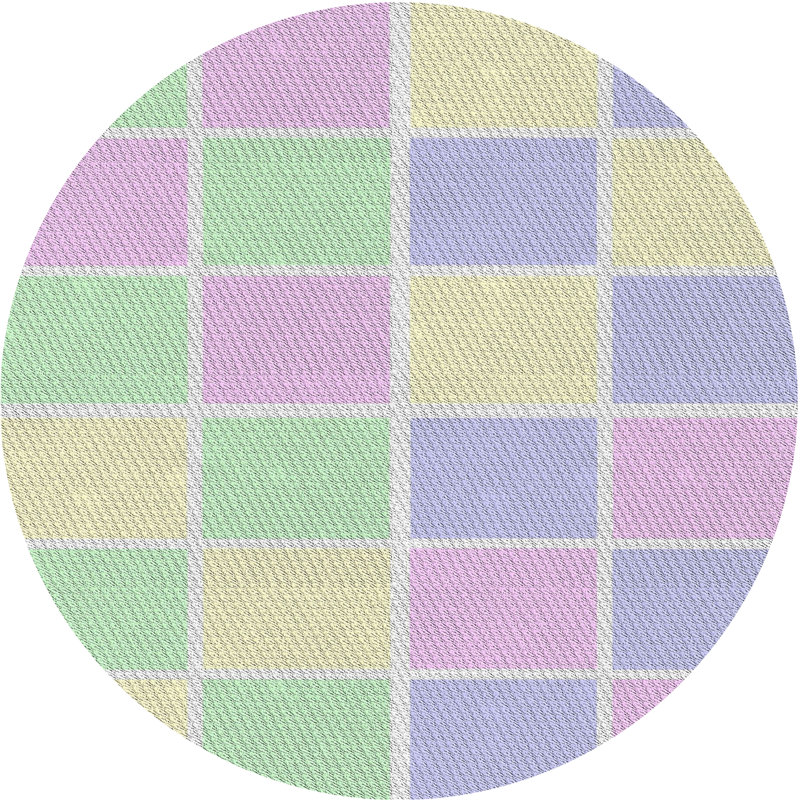 Tapis à la machine mauve/vert/bleu, Rond 6 pi
