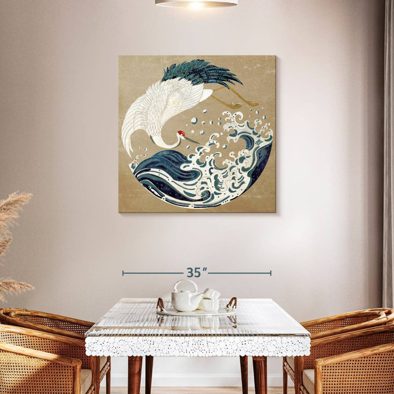 Grue Brampt et vague Yin Yang, H 36 po x l 36 po