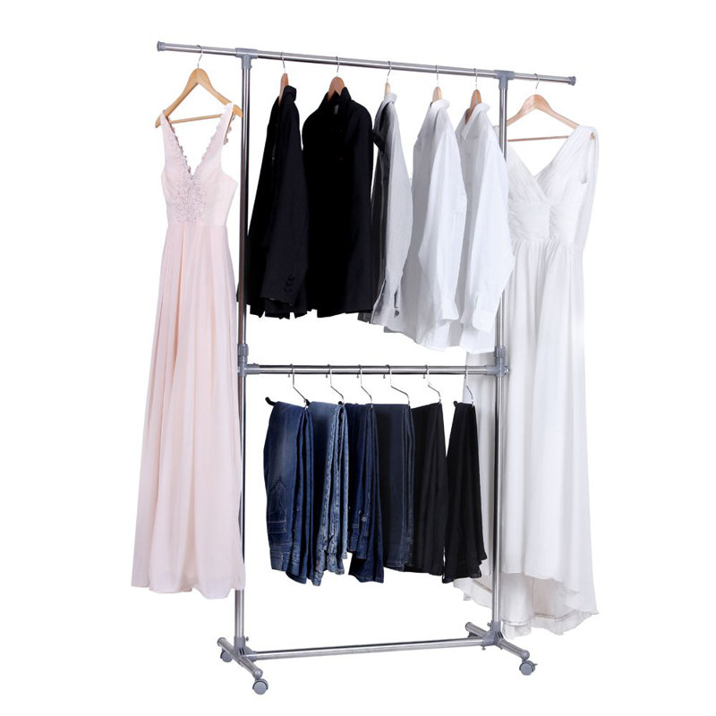 166cm Rolling Clothing Rack, Grey
