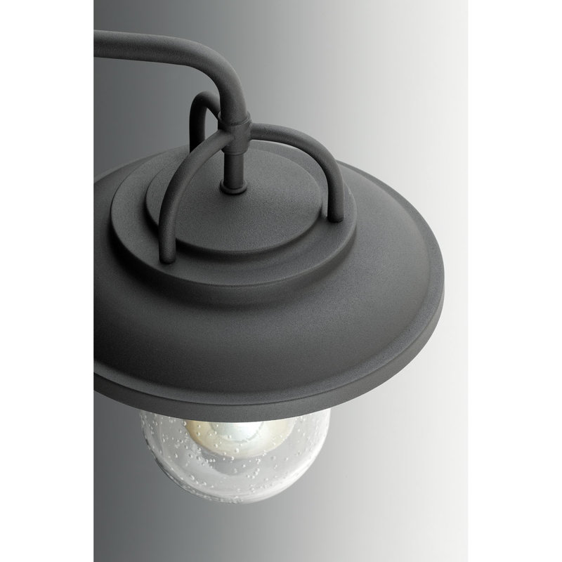 Luminaire de grange d'extérieur en verre grainé noir H 11,5 po Emmalyn