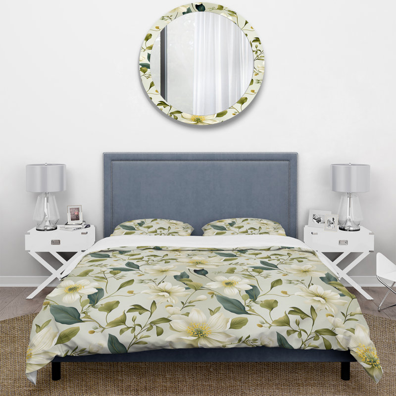 Ensemble de housse de couette Serene Botanics Tropical Pattern III, Housse de couette simple + 1 taie décorative stan