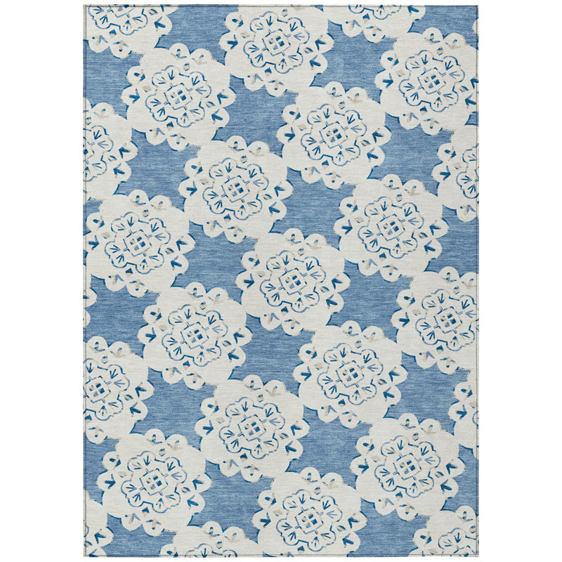 Machine Washable Indoor/Outdoor Bourkelands ACN2352 Casual Rug, Rectangle 9' x 12'