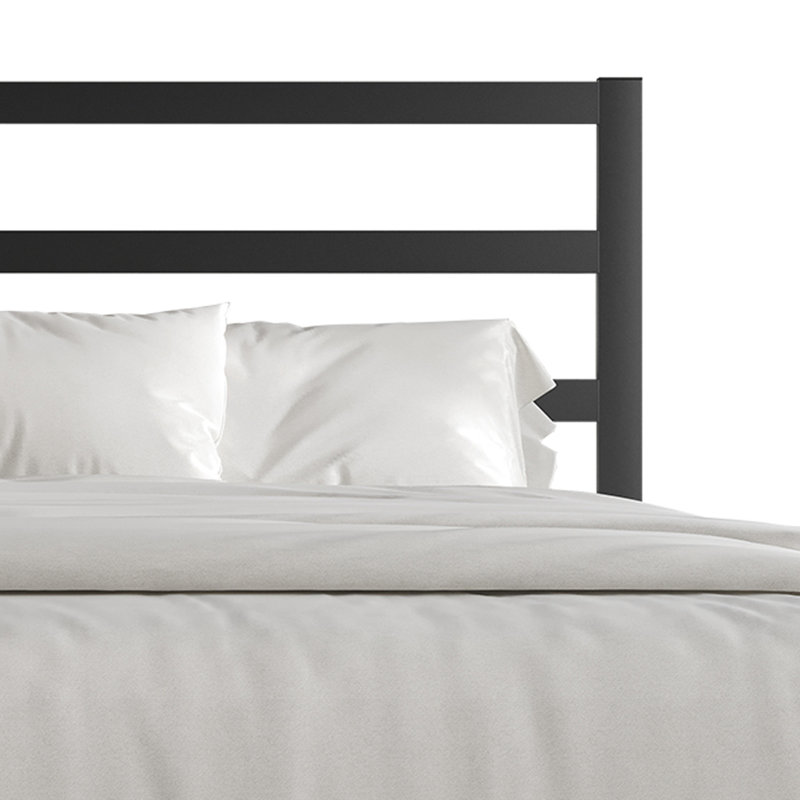 Deareon Upholstered Metal Platform Bed, Black, King