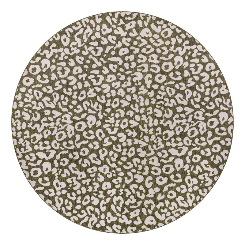 Tapis intérieur / extérieur en polypropylène tissé à la machine, Rond 13 pi