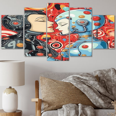 «Retro Robot Couple In Love III», 5 pièces