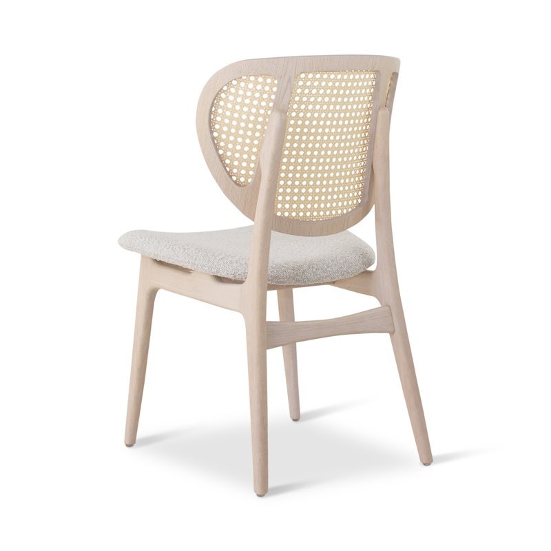 Modern Brazilian Upholstered Dining Chair, Crafted Glaze Performance Boucle/Nevoa