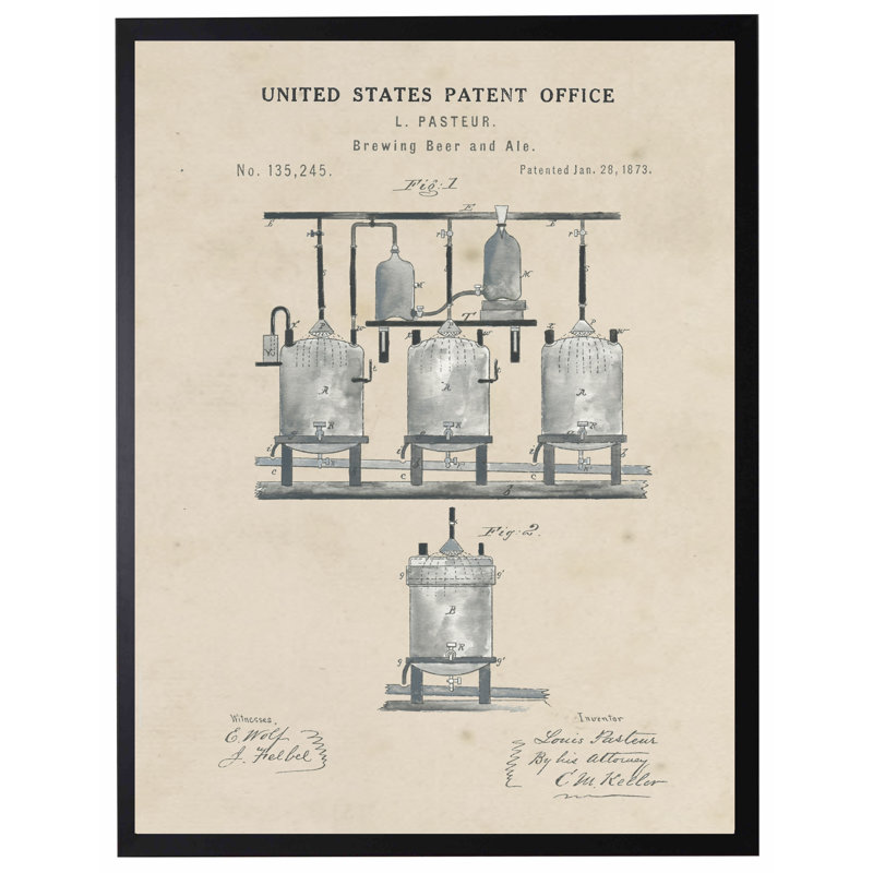Brewing Beer Patent in Black Frame
