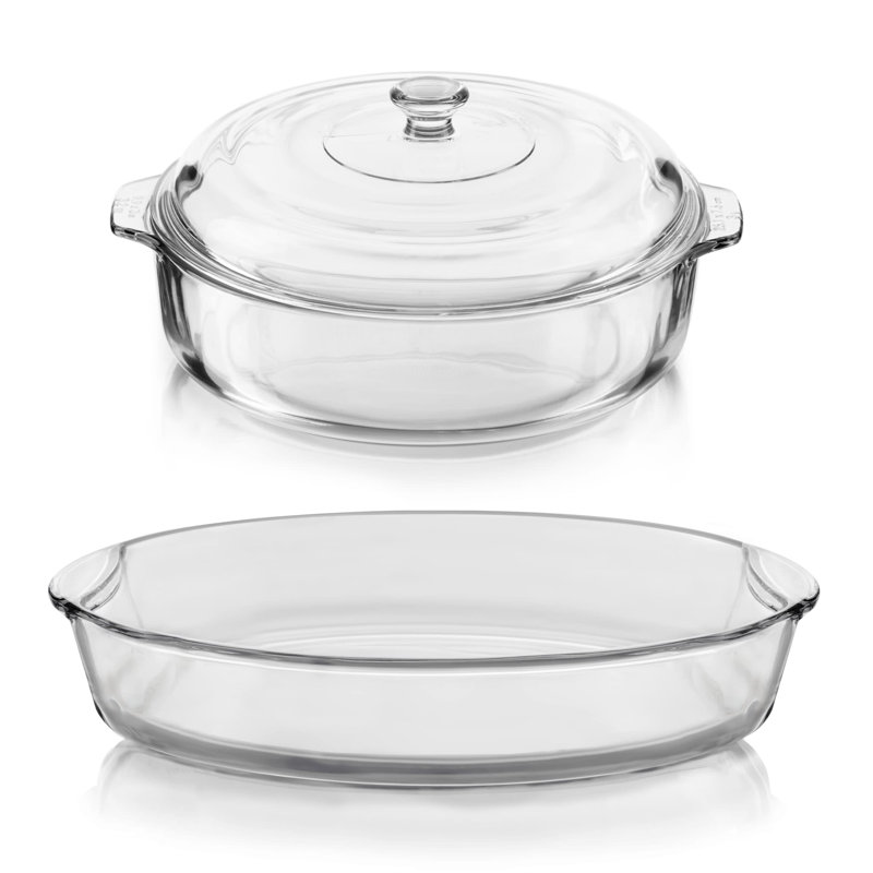 Ensemble de casseroles en verre 2 pièces avec couvercle en verre Libbey Baker's Basics