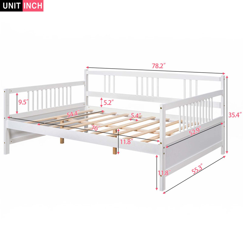 Full Size Daybed With Support Legs, White