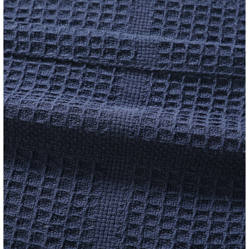 Navy Cotton Waffle Weave King Blanket
