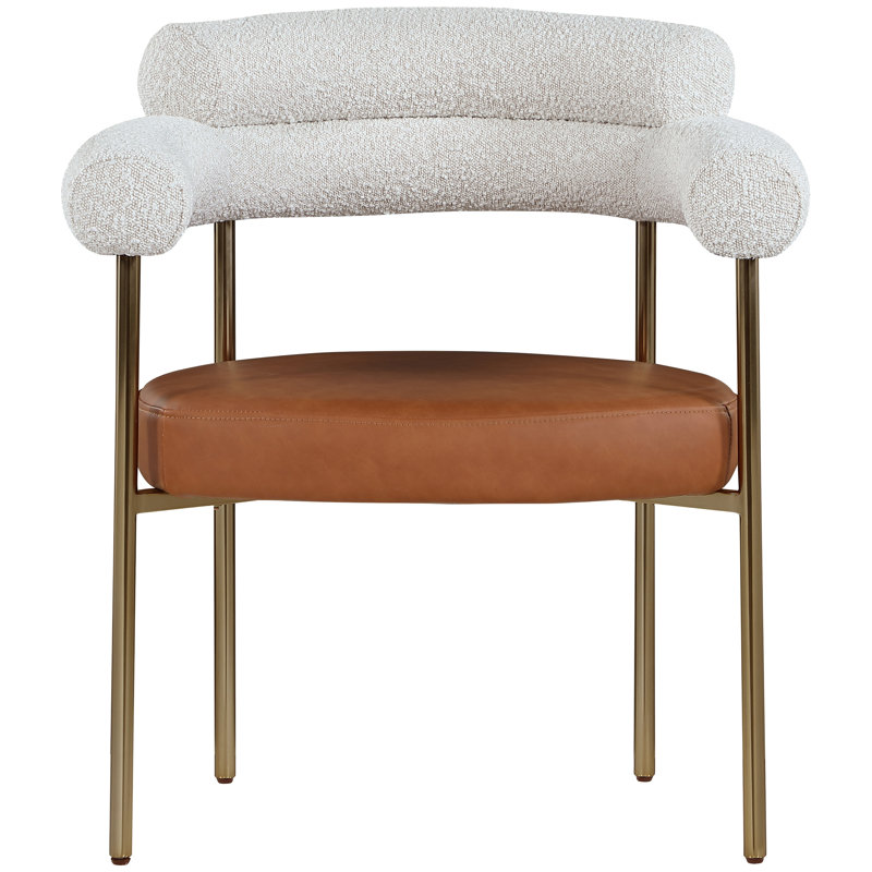 Blake Izak Arm Chair in Cream, Cognac Boucle Fabric