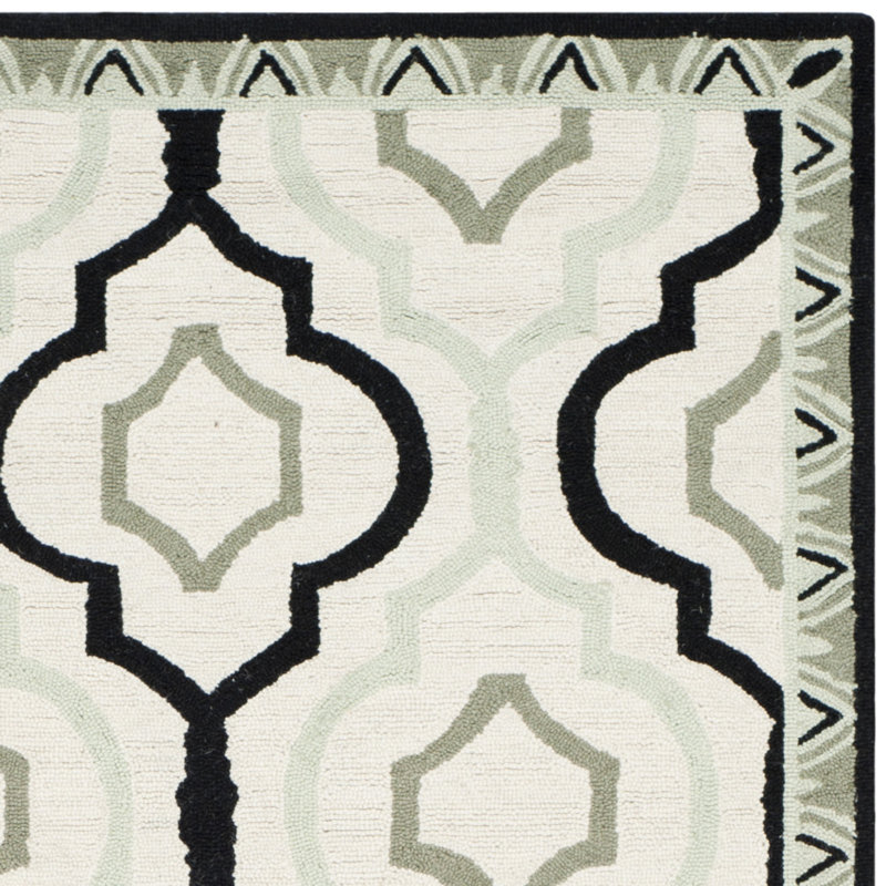 Jonsson Hand Hooked Wool Pile Geometric Rug, Rectangle 5'3" x 8'3"