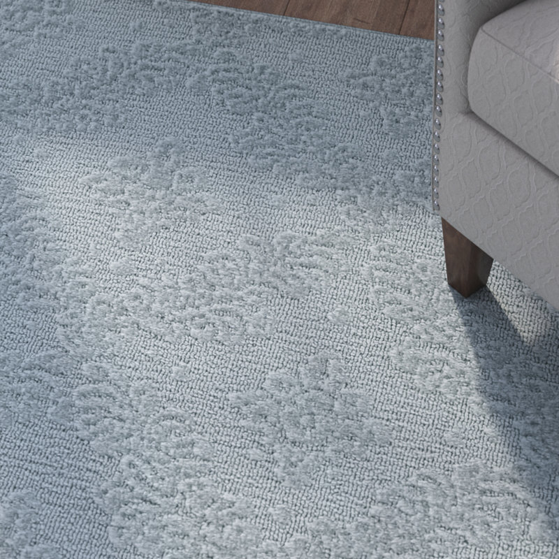 Tapis décoratif d’écume de mer Touffeté à motif floral, Rectangle 6 pi x 9 pi