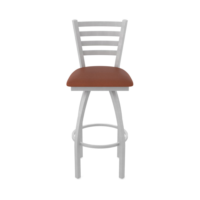 Jackie Swivel Stool, Anodized Nickel, Vinyl-Rein Adobe, Counter Stool (25" Seat Height)