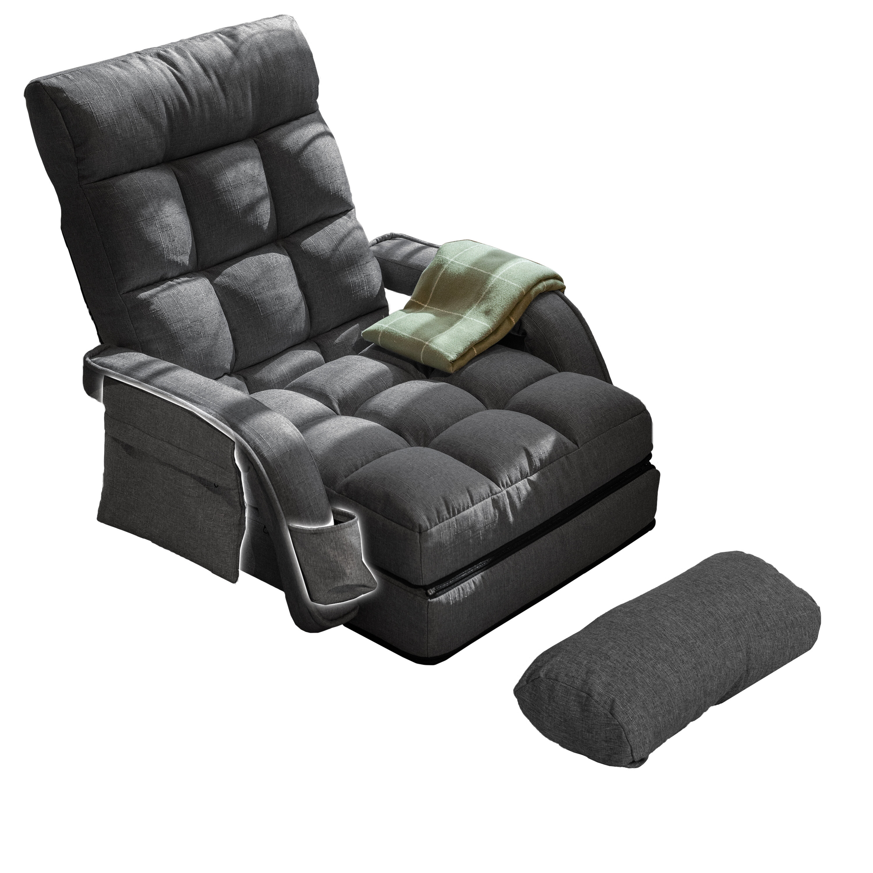 Giantex Adjustable Floor Chair, Cushioned Lounger Recliner with Comfortable Back  Support and Thick Padding, Lazy Sofa for Reading Meditation(Black) 