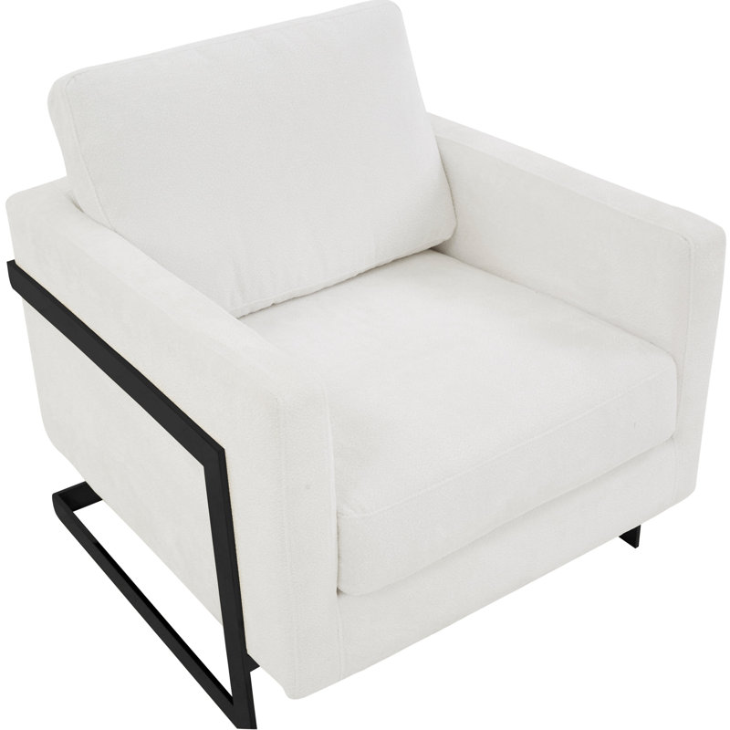 Chaise avec accoudoirs Donnalou, Boucle blanc