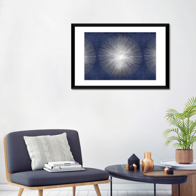 «Silver Sunburst on Blue III» par Abby Young, reproduction d'art graphique sur toile