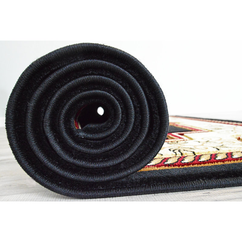 Tapis noir / beige Ramsel, Rond 7 pi 9 po
