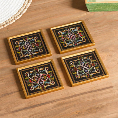 Glass Square 4 Piece Coaster Set