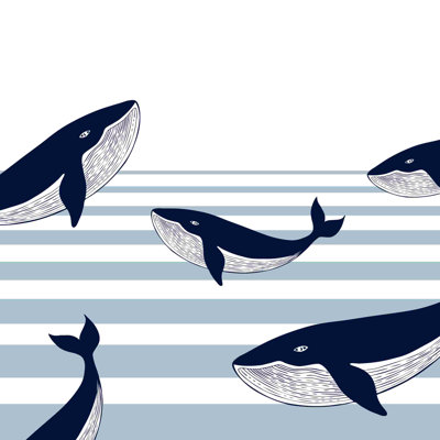 Baleines sur rayures - peinture sur toile tendue