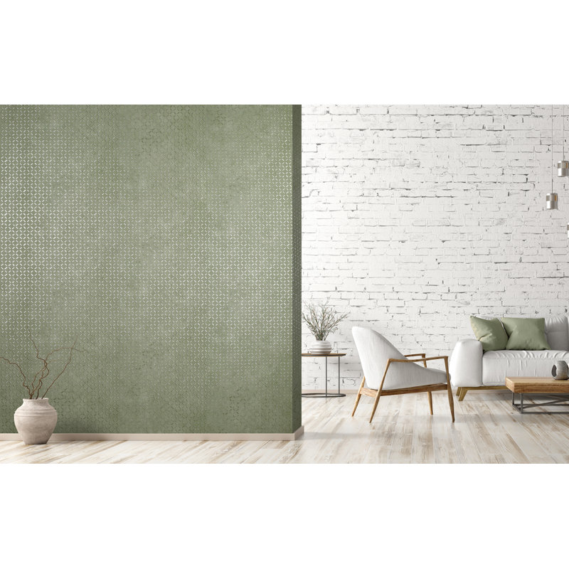 Urban Classics Collection Soho Metallic Industrial Grid Wallpaper Roll, Tan
