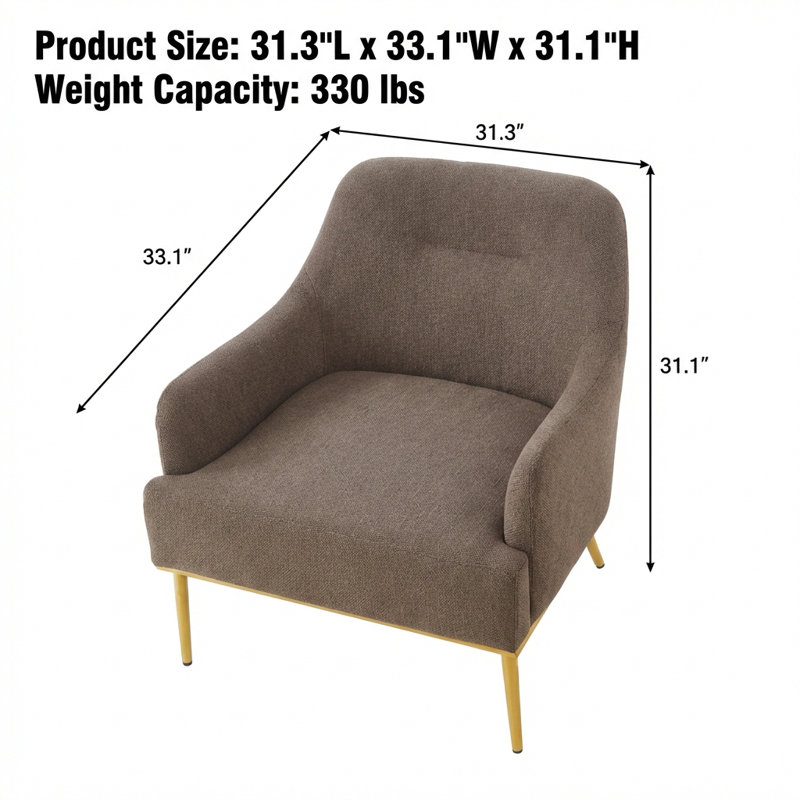 Chaise d'appoint moderne avec dossier incurvé et pieds en métal
