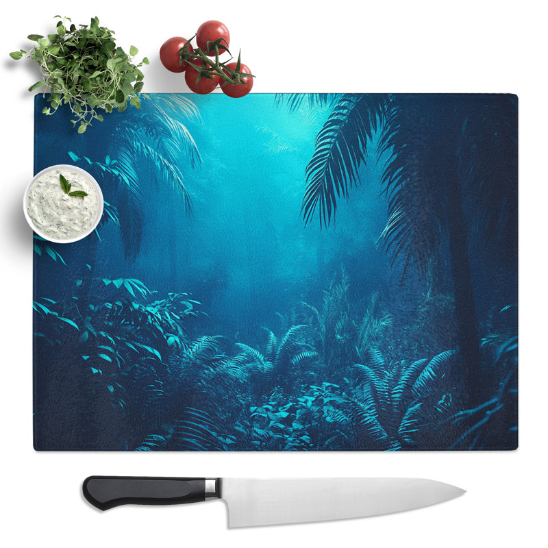 Jungle Artwork  Glass Chopping Board