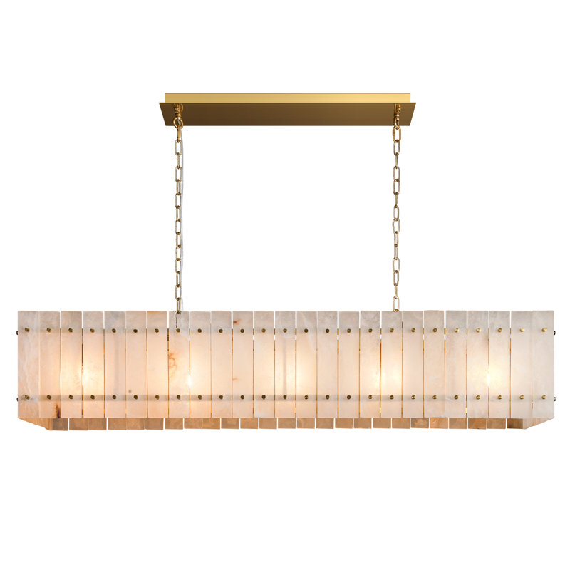 Lustre pour îlot de cuisine rectangulaire en aluminium 10 lumières 54 "Ansley