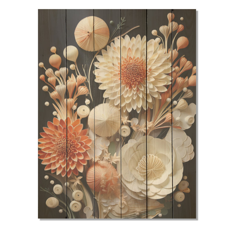 Abstrait corail fleurs I - corail côtier sous l'eau, art mural sur bois de pin naturel, H 20 po x l 10 po