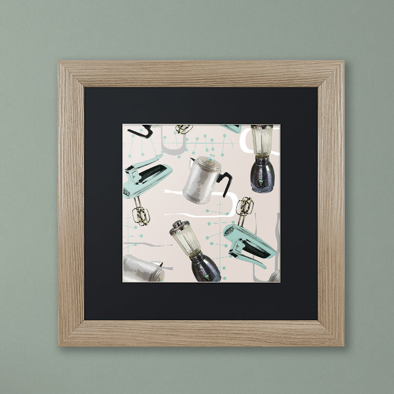 Jadaya «Fifties Patterns I» par Color Bakery, impression encadrée, Noir, H 16 po x l 16 po x P 0,5 po