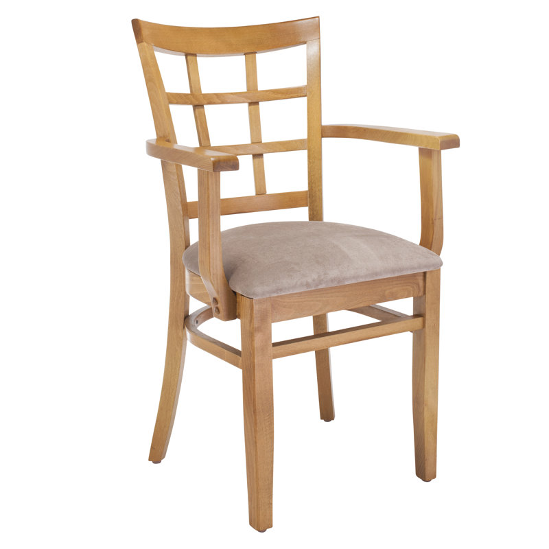 Chaise avec accoudoirs à dossier Windsor en bois massif Harner, Cerisier