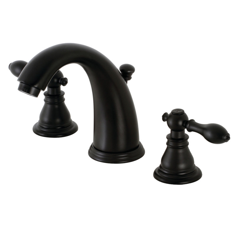 Robinet de salle de bain à large entraxe avec bonde, Noir mat