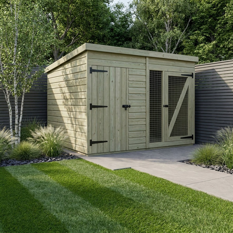 Total Sheds 6ft x 6ft Dog Run Short - Outdoor Dog Kennel - Pressure Treated Timber - UK Manufactured