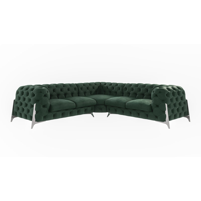Juneri Chesterfield Corner Sofa, Bottle Green