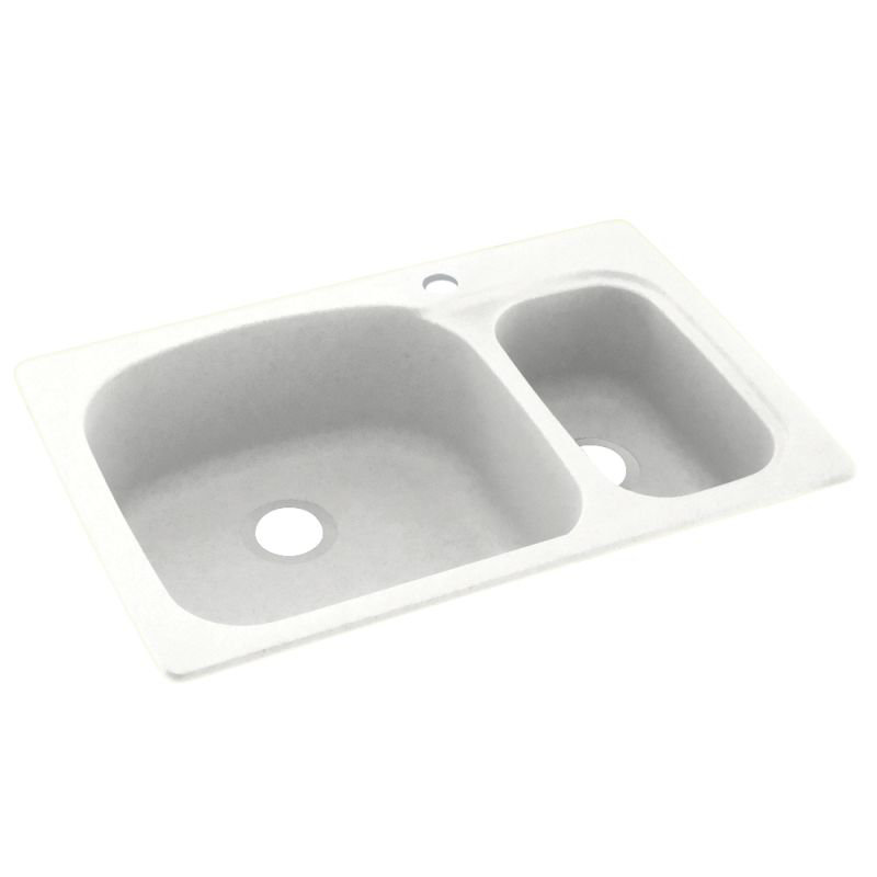 33'' L Double Bowl Kitchen Sink, Tahiti White