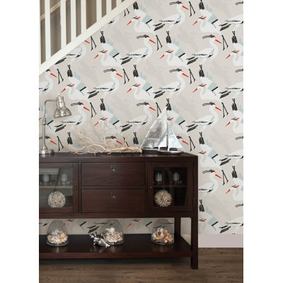 Coastal Wings Tan Peel and Stick Wallpaper