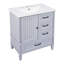 Meuble-lavabo 30 po avec lavabo en céramique avec tiroir, porte et meuble-lavabo