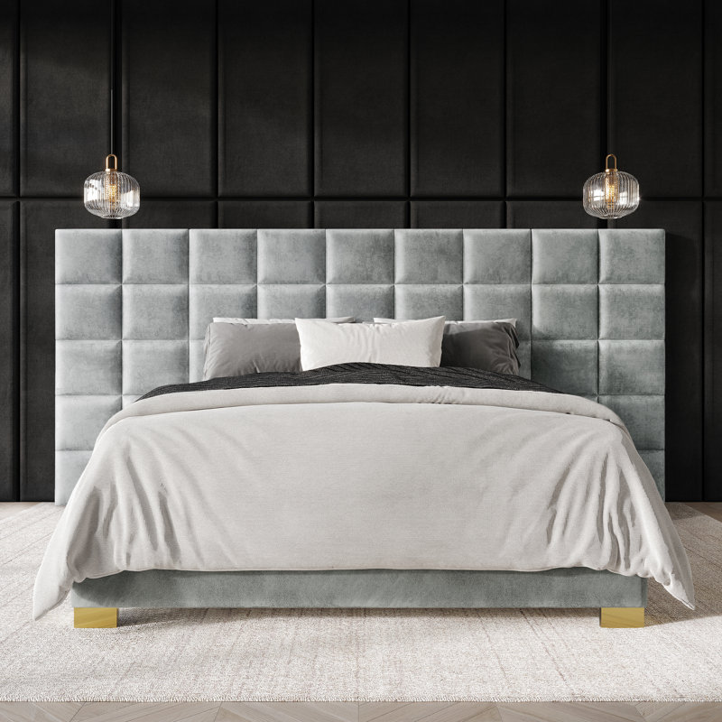 Caryll Upholstered Unfinished Standard Bed, King, Silver Gray