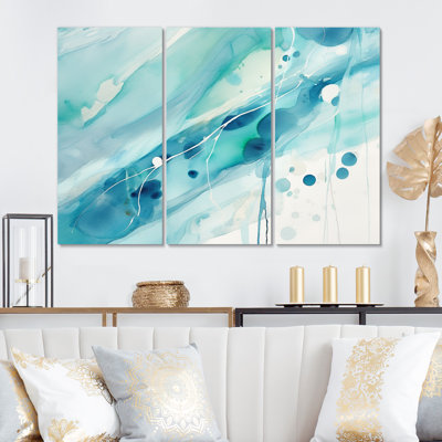 " Turquoise Waves Impressions Of Infinity V " 3 - Pieces