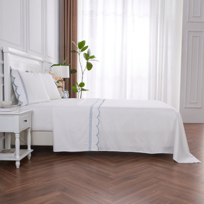 T600 SCALLOP ROPE SHEET SET AND PILLOWCASES