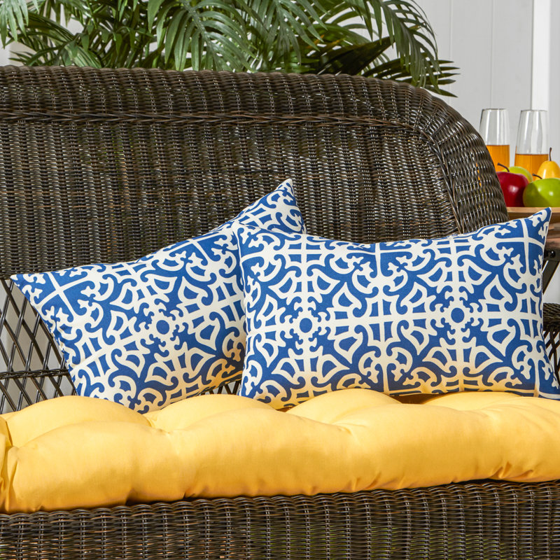 Henrich Indoor/Outdoor Striped Lumbar Pillow, Indigo