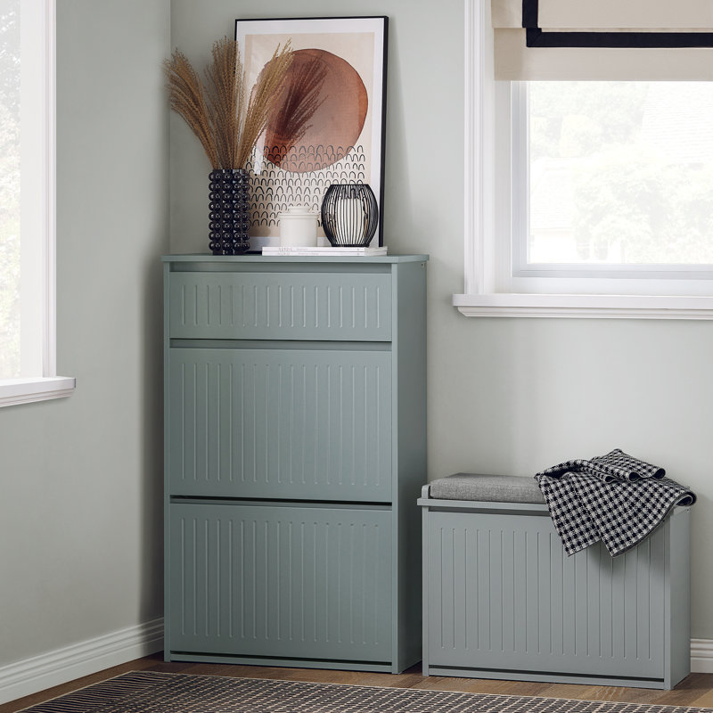 Armoire de rangement pour huit paires de chaussures, Gris
